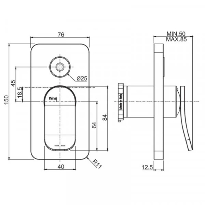 Set dus FIMA Carlo Frattini, cu cap și pără de duș, crom [2]