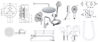 Set dus Ideal Standard IdealStyle B1433AA, incastrat, baterie lavoar, 200 mm, monocomanda, diverter, anti-calcar, furtun, crom [2]
