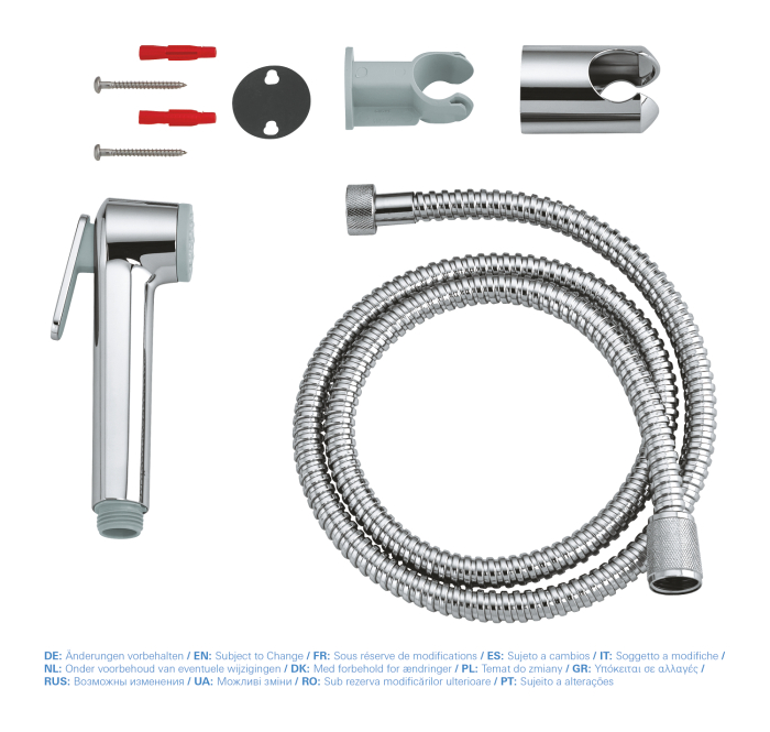Set dus igienic Grohe 26354000, 1 bar, 36 mm, 1.25 m, 1 functii para dus, 1 orificii instalare, Crom [2]