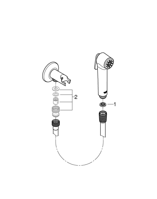Set dus igienic Grohe 27513DC1, Tempesta-F, 1/2'', 1 functie, suport, furtun, mat, otel satinat [4]