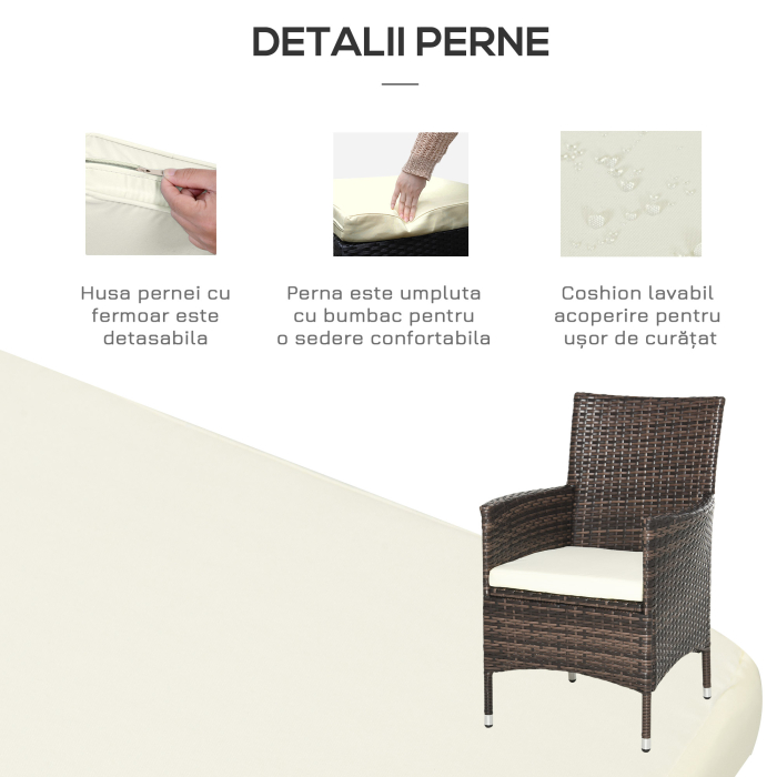  Set Fotolii de Gradina in Rattan cu Masa,Maro [6]