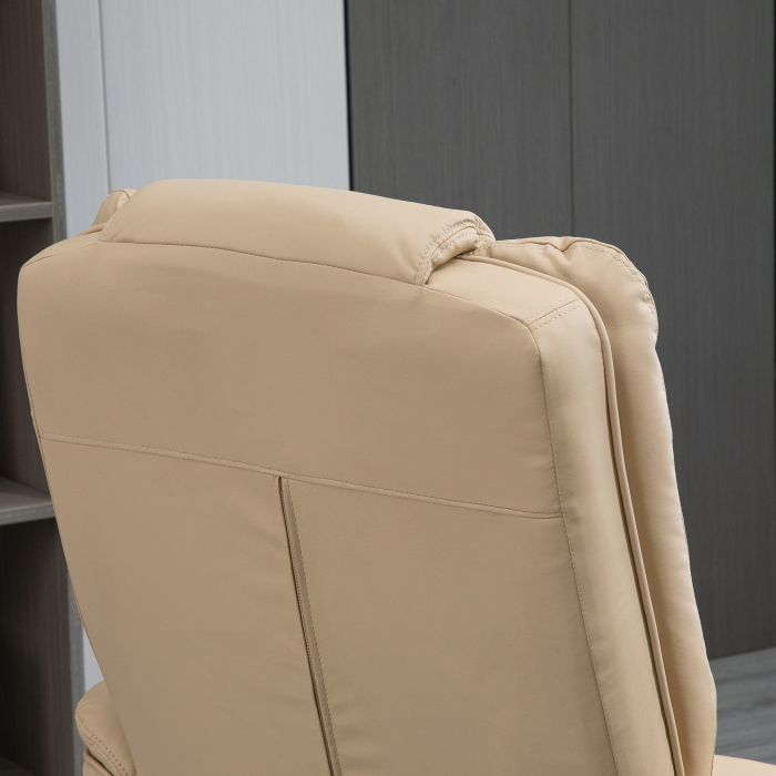  Set Fotoliu Relax & Pouf - Reclinabil, Rotativ 360° PU Bej [7]