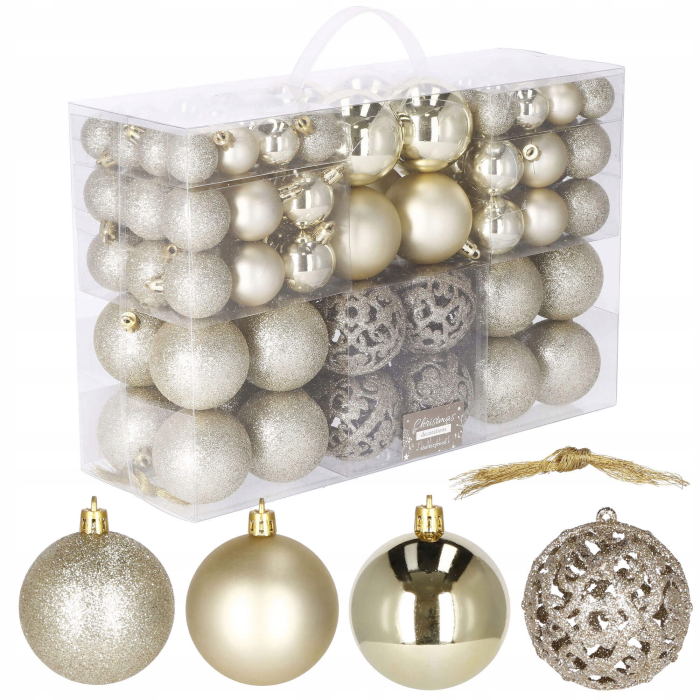 Set globuri de Craciun, 100 bucati, 3-6cm, auriu [6]