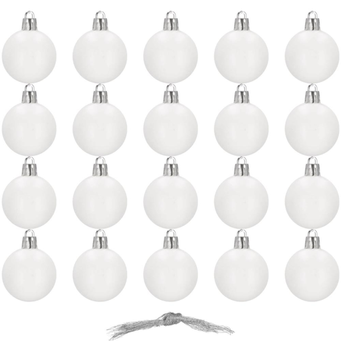 Set globuri de Craciun, 20 bucati, 3 modele, 4cm, alb [2]