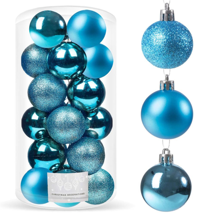 Set globuri de Craciun, 20 bucati, 3 modele, 4cm, albastru [2]