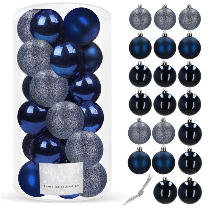 Set globuri de Craciun, 20 bucati, 3 modele, 4cm, albastru marin [11]