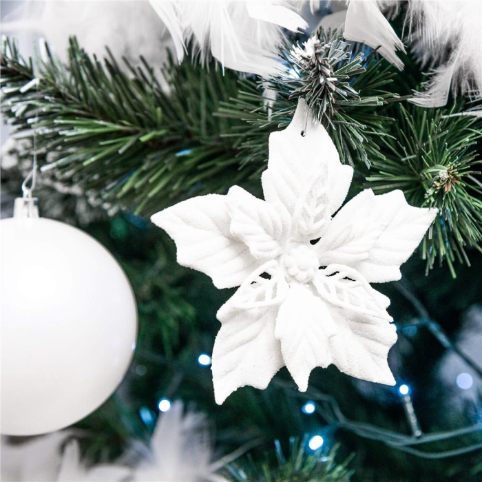 Set globuri de Craciun, 20 bucati, 6cm, alb perlat [10]