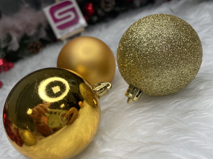 Set globuri de Craciun, 30 bucati, 3 modele, 6cm, auriu [18]