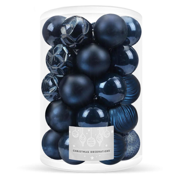 Set globuri de Craciun, 30 bucati, 6 modele, 8cm, albastru inchis [1]