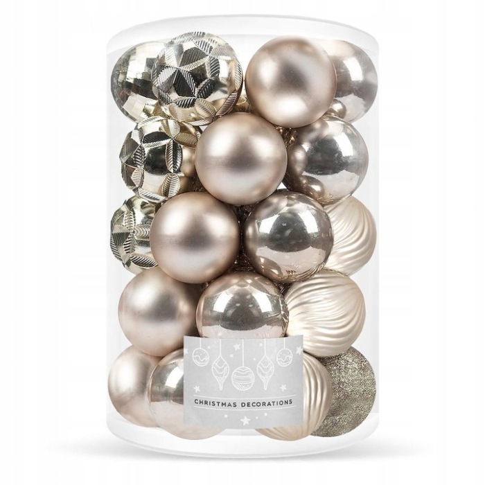 Set globuri de Craciun, 30 bucati, 6 modele, 8cm, auriu [1]