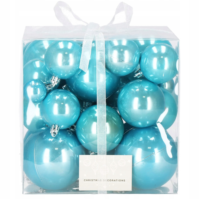 Set globuri de Craciun, 37 bucati, 3-8cm, albastru perla [7]