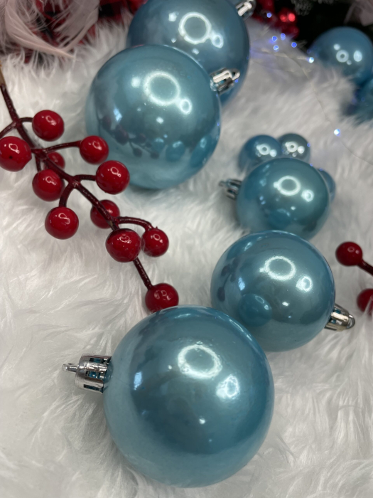 Set globuri de Craciun, 37 bucati, 3-8cm, albastru perla [13]