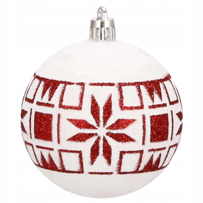 Set globuri de Craciun cu modele de sarbatori, 30 bucati, 7cm, alb rosu [3]