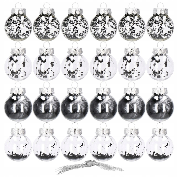 Set globuri de Craciun Inedit, 24 bucati, 5cm, transparente cu interior negru [5]
