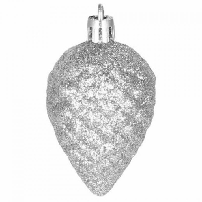 Set globuri si decoratiuni de Craciun, 51 piese, diverse dimensiuni, argintiu [5]