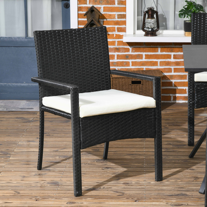  Set Gradina 7 Piese din Ratan PE cu Masa de 150x90x72 cm si 6 Scaune de 58x62x87 cm cu Perne [7]