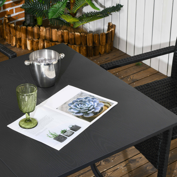  Set Gradina 7 Piese din Ratan PE cu Masa de 150x90x72 cm si 6 Scaune de 58x62x87 cm cu Perne [9]