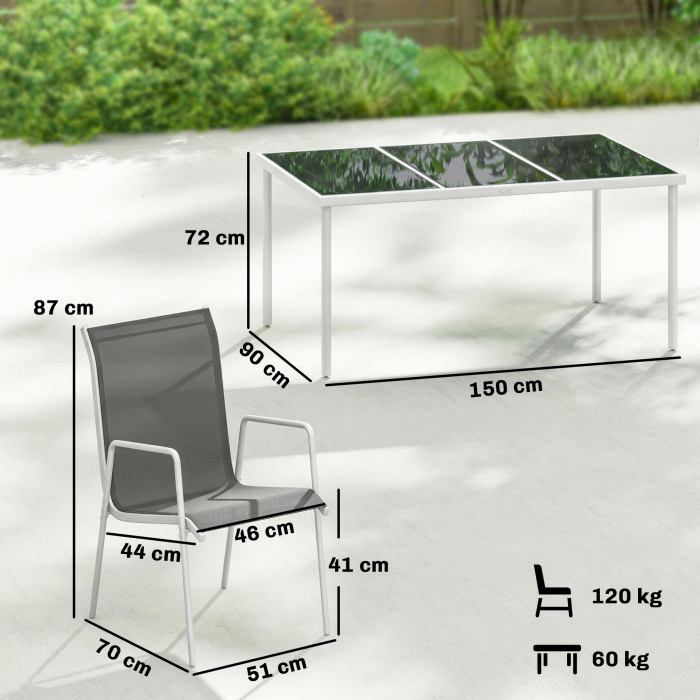  Set Gradina 7 Piese: Masa Dreptunghiulara si 6 Scaune Suprapozabile [3]