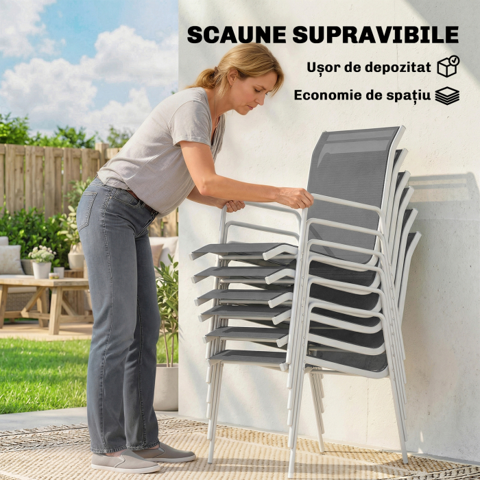  Set Gradina 7 Piese: Masa Dreptunghiulara si 6 Scaune Suprapozabile [4]