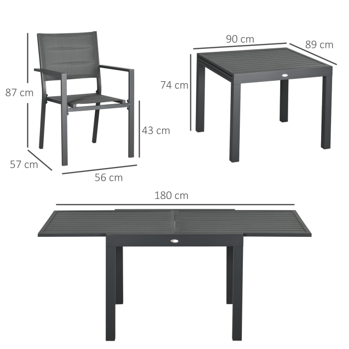  Set Gradina Aluminiu 7 piese cu Scaune si Masa Extensibila [3]