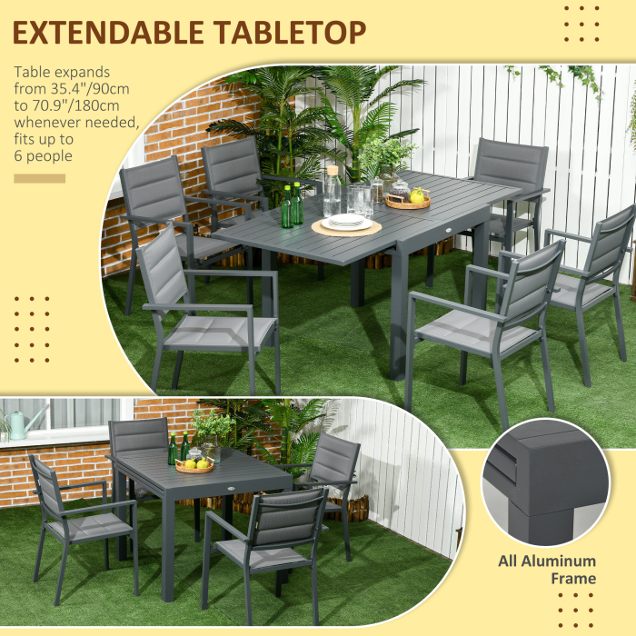  Set Gradina Aluminiu 7 piese cu Scaune si Masa Extensibila [4]