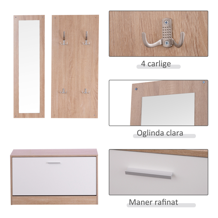  Set Hol 3 Piese - Dulap Pantofi, Cuier & Oglinda [6]