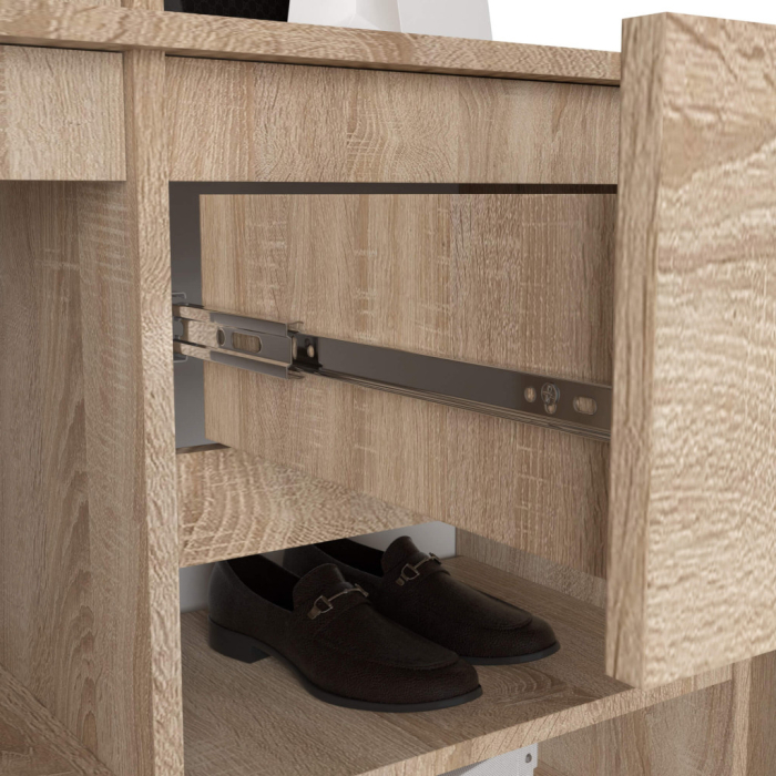 Set hol Entro cu oglinda, cuier si spatii de depozitare, PAL laminat 16 mm, 95x35x183 cm, stejar sonoma [4]