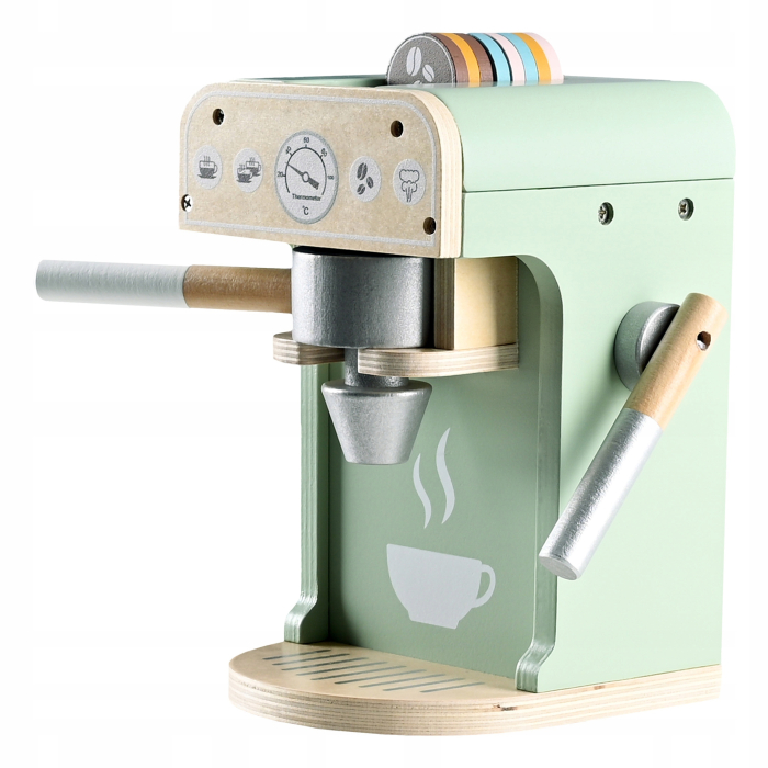 Set jucarie cafenea din lemn pentru copii, aparat cafea Espressor cu accesorii, 20x12x14 cm, multicolor [7]