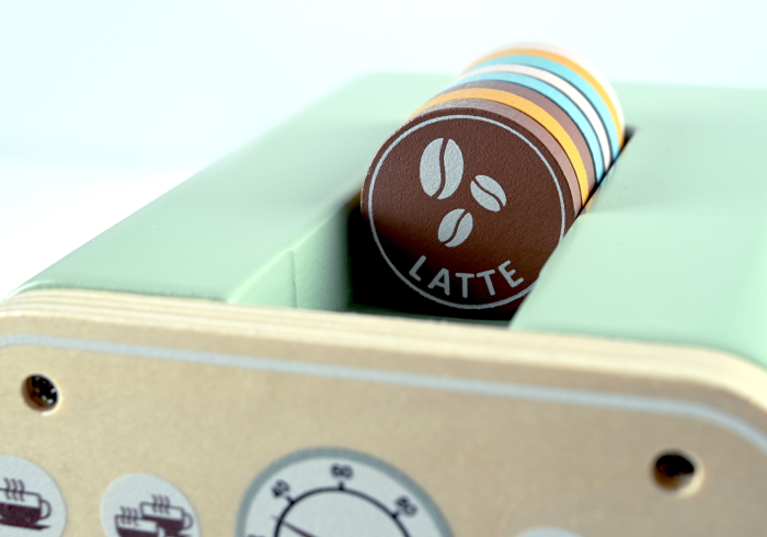 Set jucarie cafenea din lemn pentru copii, aparat cafea Espressor cu accesorii, 20x12x14 cm, multicolor [5]