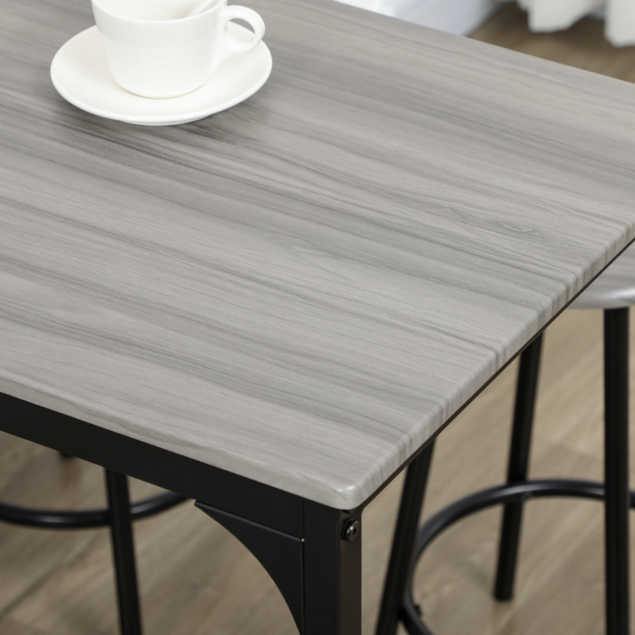  Set Masa de Bar si 4 Scaune cu Suport pentru Picioare, 110x50x89.5 cm, Gri [9]