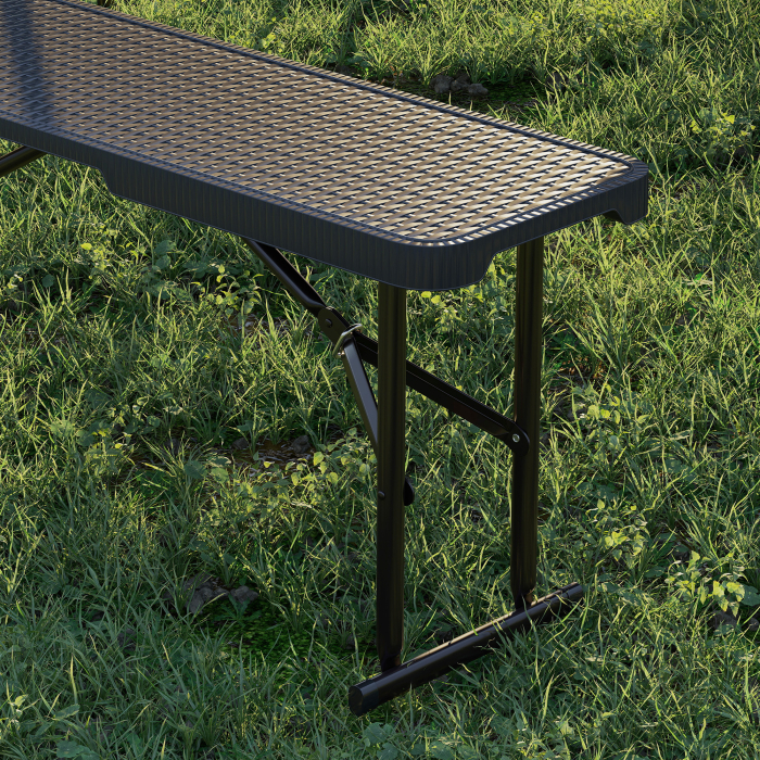  Set Masa de Camping Pliabila cu 2 Scaune si Manere din HDPE si Metal, 180x74x74 cm, Negru [9]