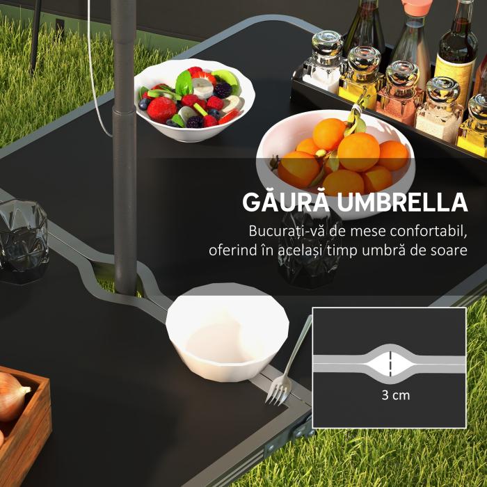  Set masa de camping si masa de picnic pliabila, reglabila, negru [6]