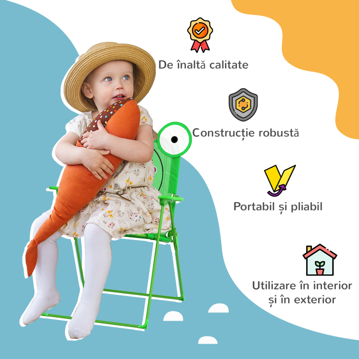  Set Masa de Gradina cu 2 Scaune Pliabile si Umbrela pentru Copii [5]