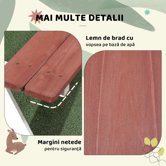  Set Masa de Picnic si Banci pentru Copii din Lemn, Varsta 3-8 Ani, Maro [8]