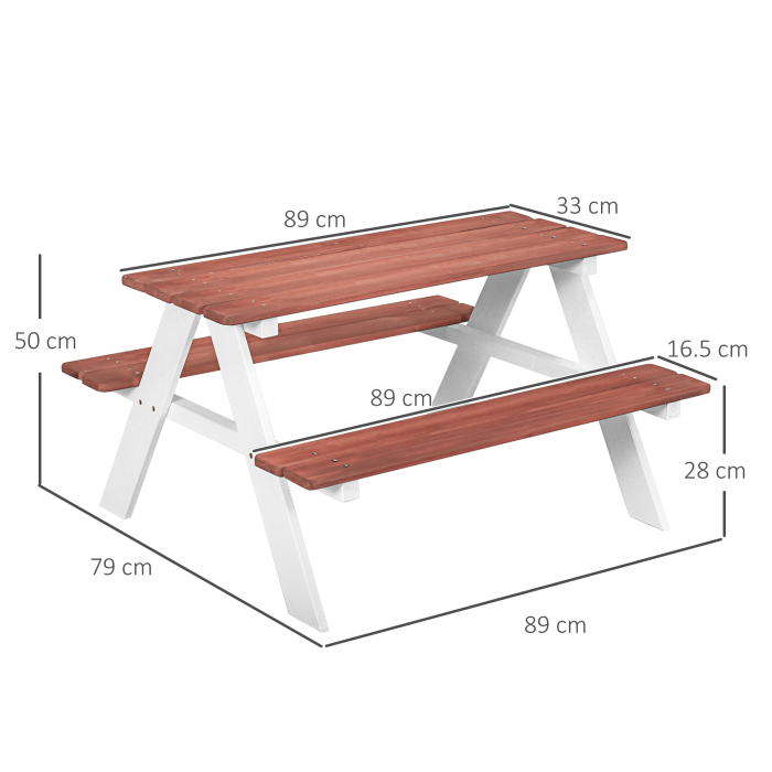  Set Masa de Picnic si Banci pentru Copii din Lemn, Varsta 3-8 Ani, Maro [3]