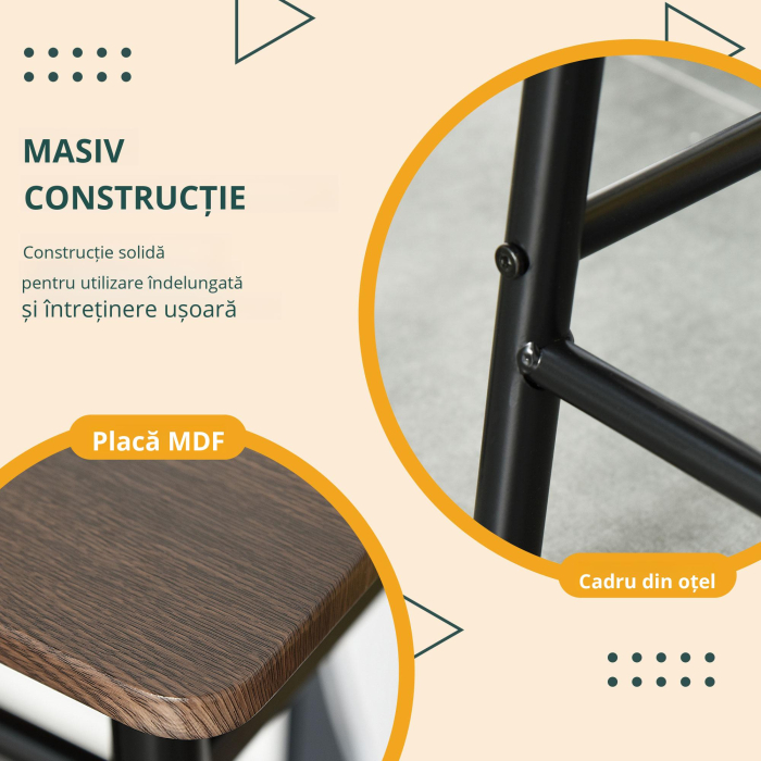  Set Masa inalta cu 2 Scaune - Bar & Bucatarie cu Raft Integrat [4]