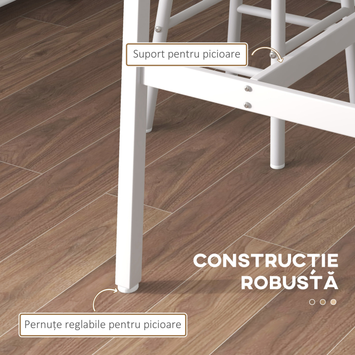  Set masa inalta de bar + 2 scaune cu structura din otel si blat cu aspect de lemn natural, pentru 2 persoane, alb [6]