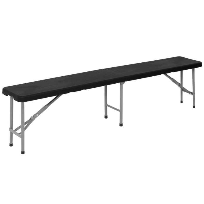 Set masa pliabila cu 2 banci, 180 cm, negru, HDPE si cadru metalic anticoroziv [11]