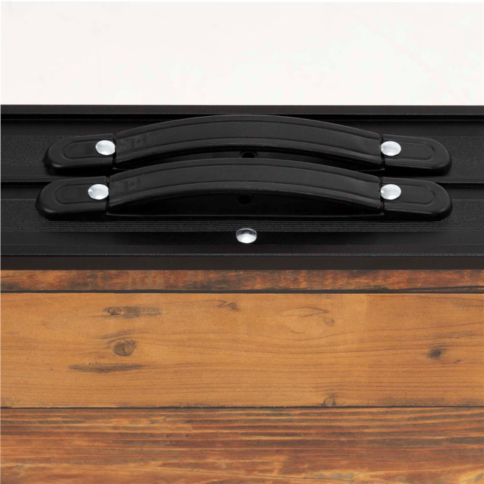 Set masa pliabila cu 2 banci pentru camping, reglabila pe inaltime, MDF si aluminiu, 90x60x70 cm, maro si negru [25]