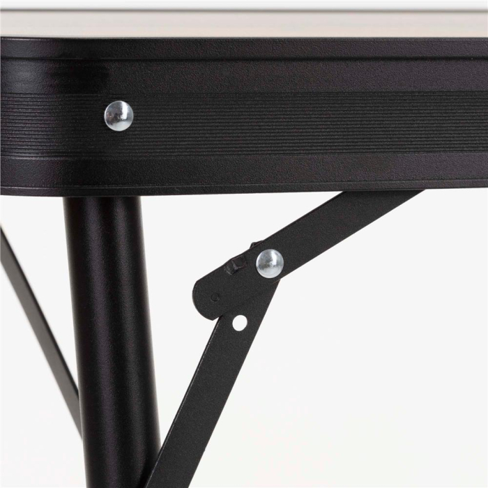 Set masa pliabila cu 2 banci pentru camping, reglabila pe inaltime, MDF si aluminiu, 90x60x70 cm, maro si negru [21]