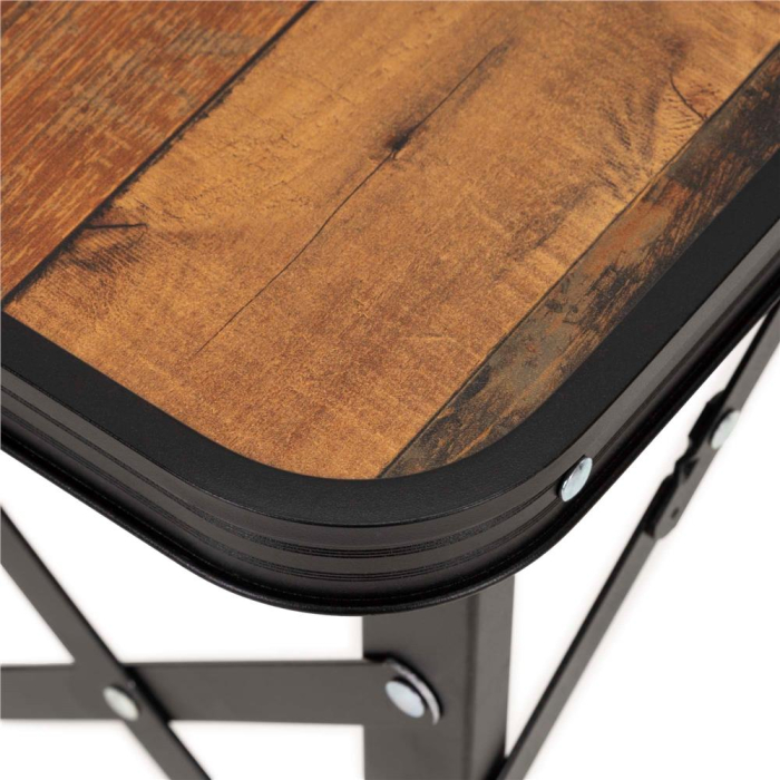 Set masa pliabila cu 2 banci pentru camping, reglabila pe inaltime, MDF si aluminiu, 90x60x70 cm, maro si negru [26]