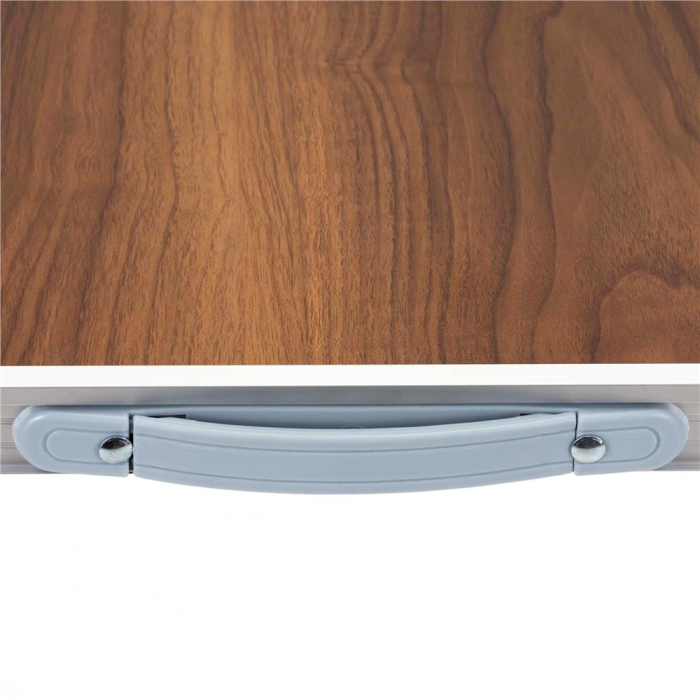 Set masa pliabila de camping cu 4 scaune, inaltime reglabila, aluminiu si MDF, 120x60x71 cm, maro si argintiu [12]
