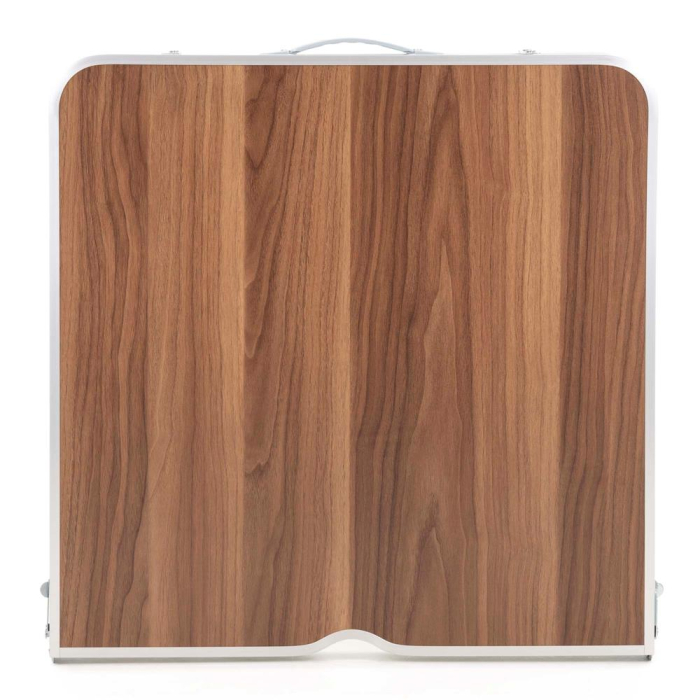 Set masa pliabila de camping cu 4 scaune, inaltime reglabila, aluminiu si MDF, 120x60x71 cm, maro si argintiu [9]