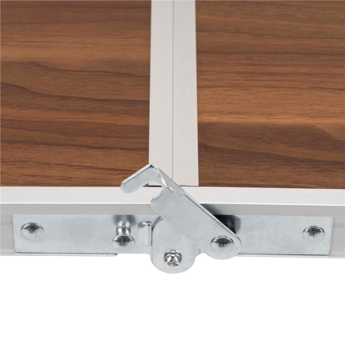 Set masa pliabila de camping cu 4 scaune, inaltime reglabila, aluminiu si MDF, 120x60x71 cm, maro si argintiu [19]