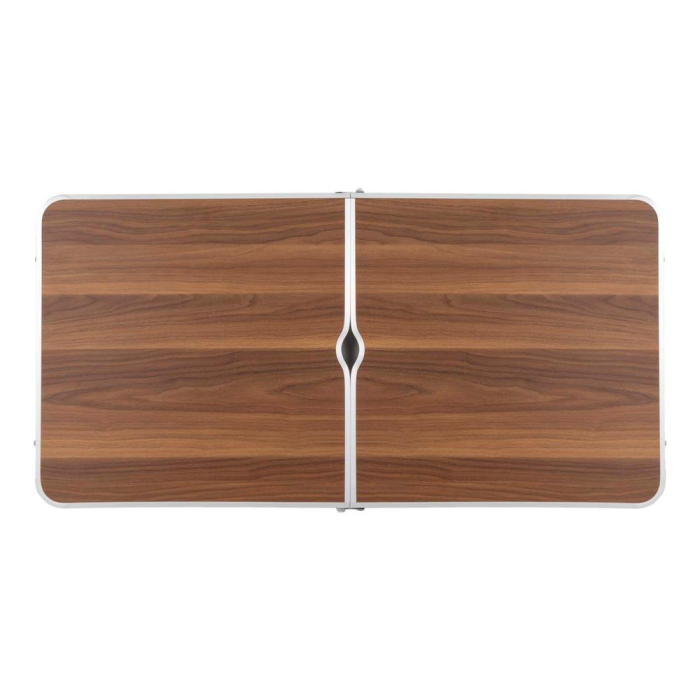 Set masa pliabila de camping cu 4 scaune, inaltime reglabila, aluminiu si MDF, 120x60x71 cm, maro si argintiu [11]