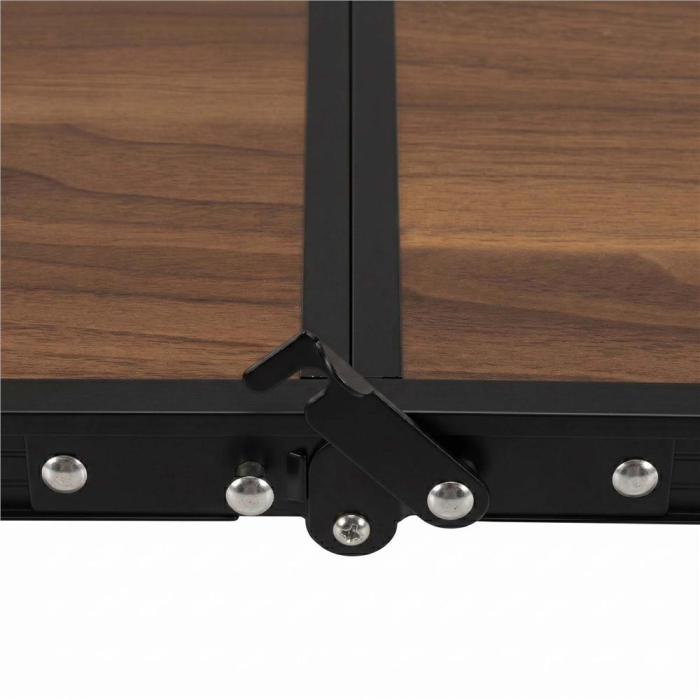 Set masa pliabila de camping cu 4 scaune, inaltime reglabila, aluminiu si MDF, 120x60x71 cm, maro si negru [15]