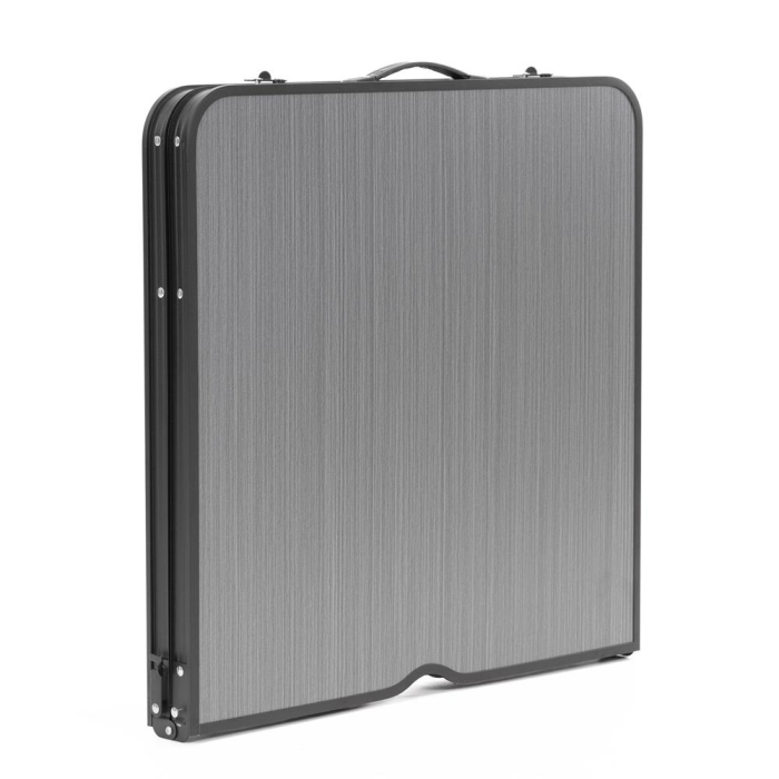 Set masa pliabila de camping cu 4 scaune, inaltime reglabila, aluminiu si MDF, 120x60x71 cm, negru [24]
