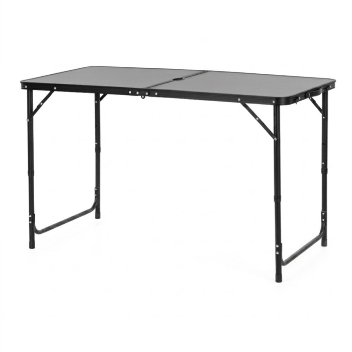 Set masa pliabila de camping cu 4 scaune, inaltime reglabila, aluminiu si MDF, 120x60x71 cm, negru [3]