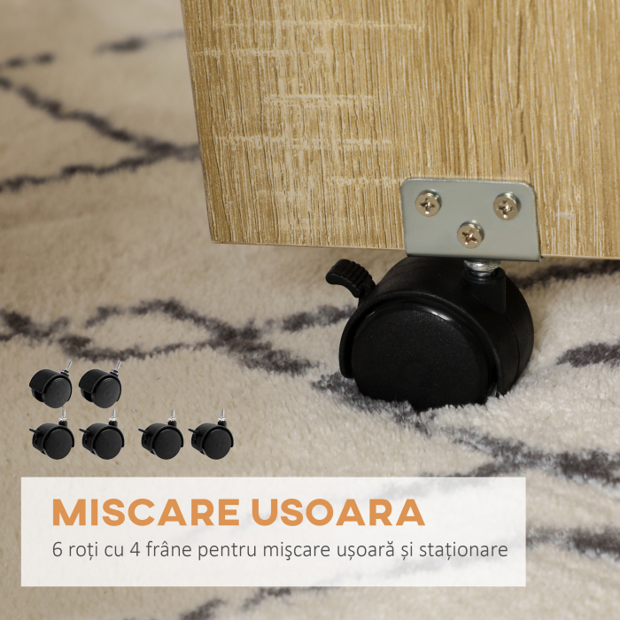  Set Masa si Scaune 5 Piese din PAL, Masa Rotunda cu 2 Rafturi Deschise si 4 Taburete Moderne [8]
