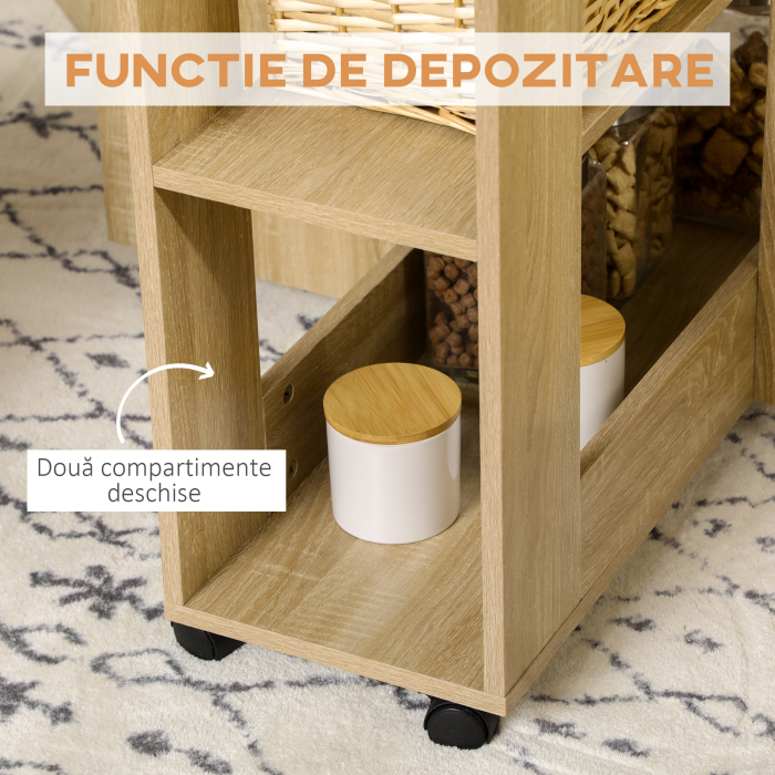  Set Masa si Scaune 5 Piese din PAL, Masa Rotunda cu 2 Rafturi Deschise si 4 Taburete Moderne [6]